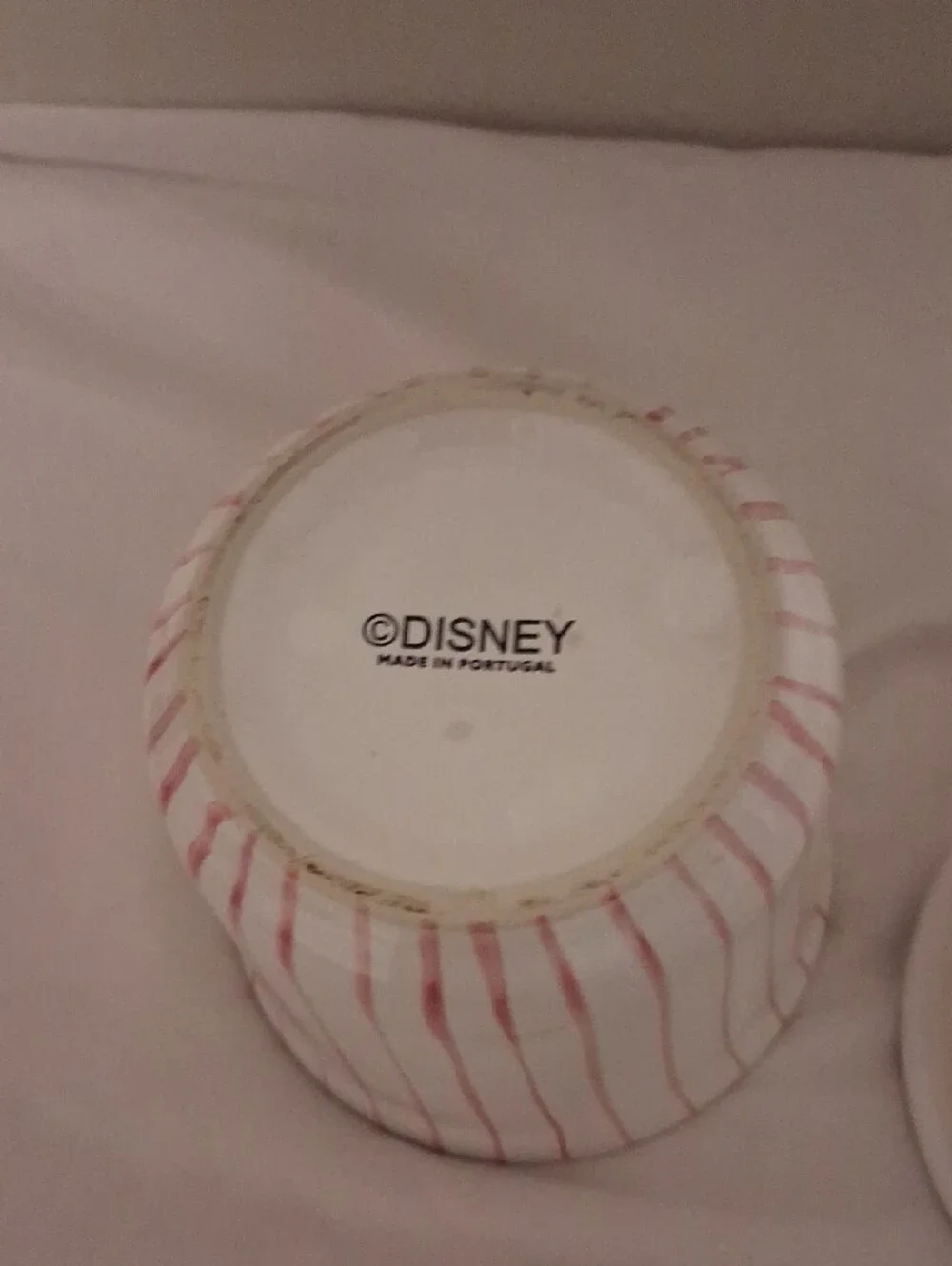 Disney White Ceramic Set with Pink Stripe Accents
